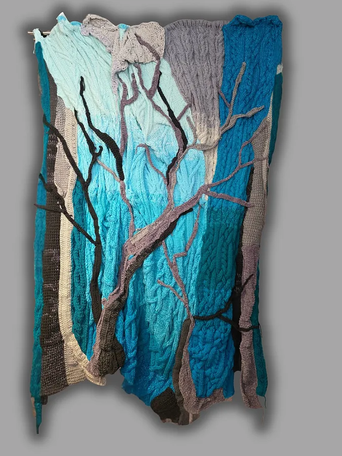 Image of The Last Wall Before... by Natalia Byrdina, size: 210 × 145 × 10 cm, made of yarn, Works medium