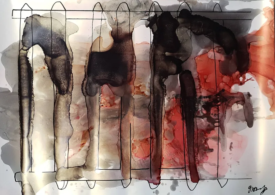 Image of Dead city. Battery. by Natalia Byrdina, size: 100 × 70 cm, made of Paper, Drawing medium, priced at $1590
