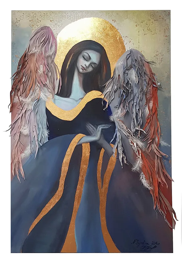 Зображення "Ангел тиші" від Наталя Бирдіна, розмір: 100 × 150 cm, матеріали: Полотно, медіум: Текстиль, ціна: $1433